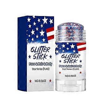 Red White and Blue Face Body Glitter Stick, 4th of July Accessories for Women, Holographic Sparkle Patriotic Pride Chunky 4th of July Hair Glitter Mak