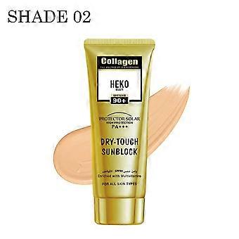 Kollagen-getönte, schnelltrocknende Sonnencreme mit LSF 90+ PA++++, 60 ml, Multivitamin-Vollspektrum-UVA/UVB-Sonnenschutz, leichte Deckkraft, tägliche Sonnencreme für Gesicht und Körper
