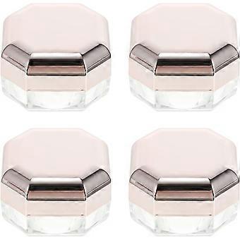 4er-Pack leere Kompaktpuderdosen, achteckige Make-up-Puderboxen, Reisebehälter mit Siebeinsatz und Deckel für Zuhause und unterwegs