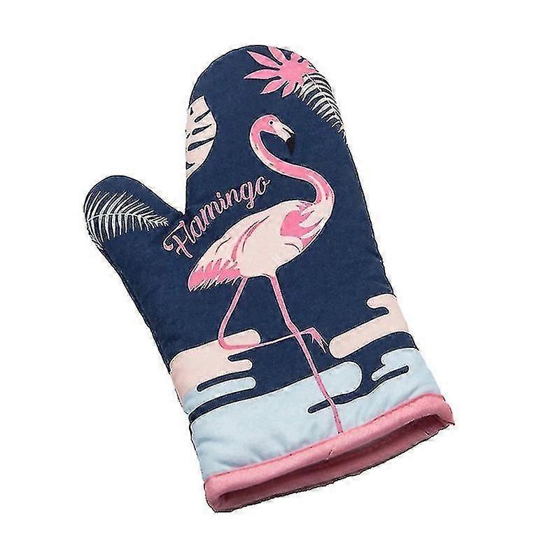 Flamingo Pattern Microwave Gloves High Temperature Resistant Oven Gloves Pot