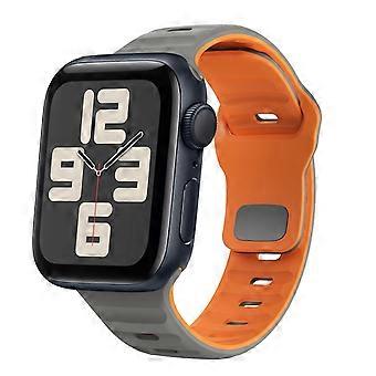 For Apple Watch SE 2023 40mm Silicone Design Wave Structure Band Grey / Orange