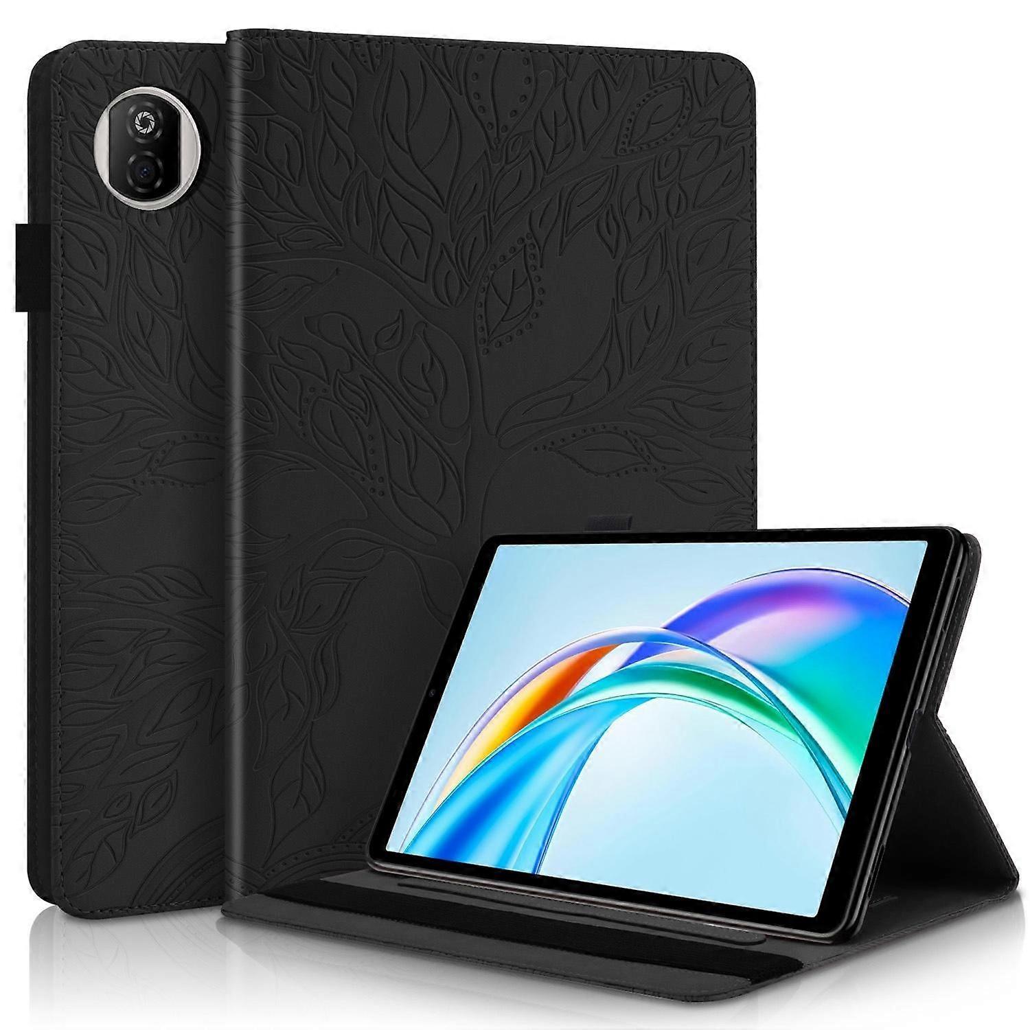 For Honor Pad X7, Standable Tree Pattern Faux Leather Case, Bag, Black