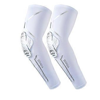 Compression Knee Sleeves with Impact Cushioning Protection, AntiSlip Fit and Breathable Fabric for Basketball, Gym and Cycling – White XLarge Pair