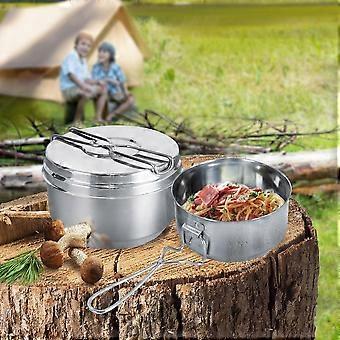 Three-piece Camping Lunch Box in Stainless Steel for Adventure