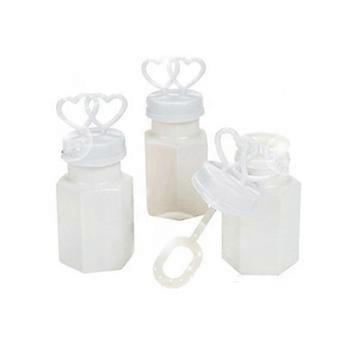 24pcs Empty Bubble Bottle Double Heart Shape Bubble Bar Wedding Bubbles for Wedding Christmas Decor (White)