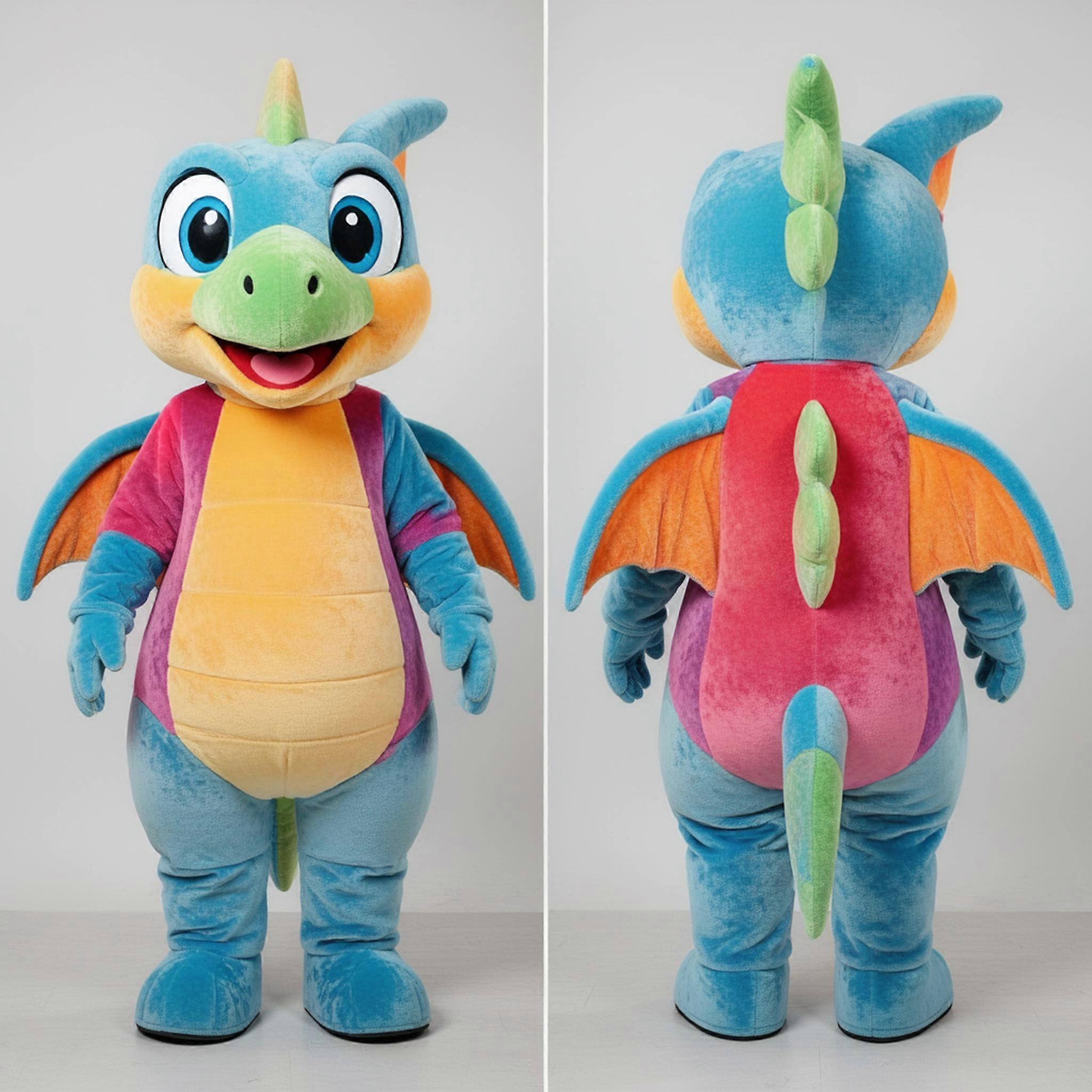 MASTICOT Teal & Coral Pleated Pterodactyl Mascot