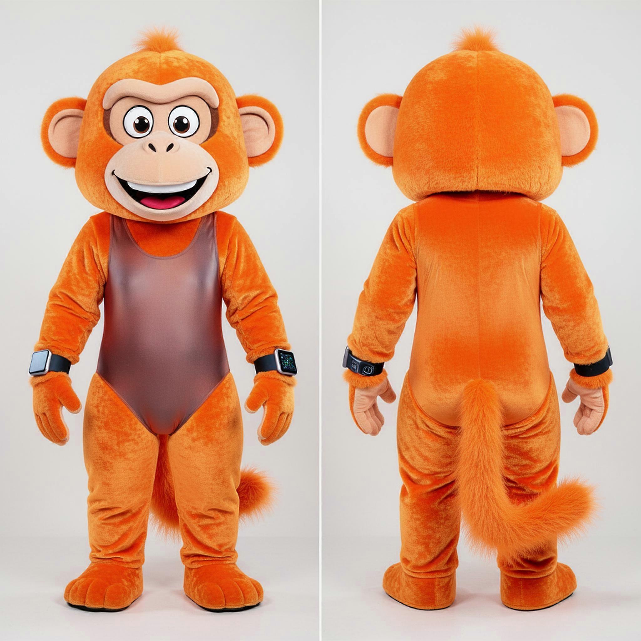 MASTICOT Vibrant Orange Cartoon Baboon Mascot