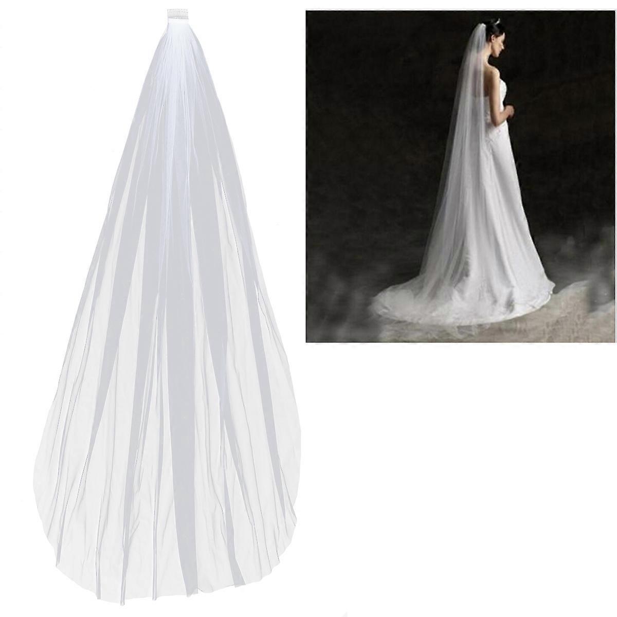 Véu de Noiva com Pente para Decoração, Simples, Longo e Elegante