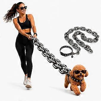RUIYUE Iron Paw Chain Dog Leash 59.1/78.7in Lightweight Plastic Oversized Faux Metal Links for Small Dogs