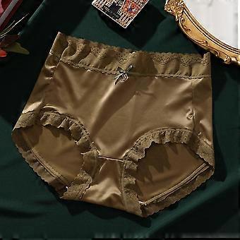 Bragas de satén de lujo para mujer Tummly Control Summer Sexy Lace Briefs Cintura Alta Talla Grande Entrepierna de Algodón Calzoncillos Transpirables Lencería Ropa Interior