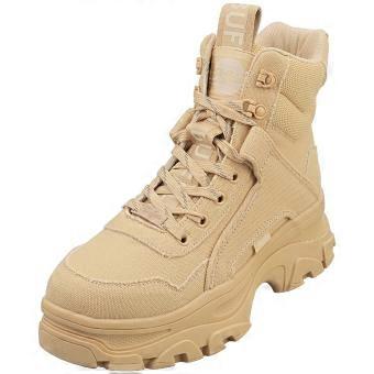 Buffalo Venom Mid Vegan Womens Ankle Boots in Cream