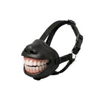 Funny Teeth Dog Muzzle for Supervised Halloween Costume Accessory with Adjustable Belt and Wipe-Clean Surfaces  XS