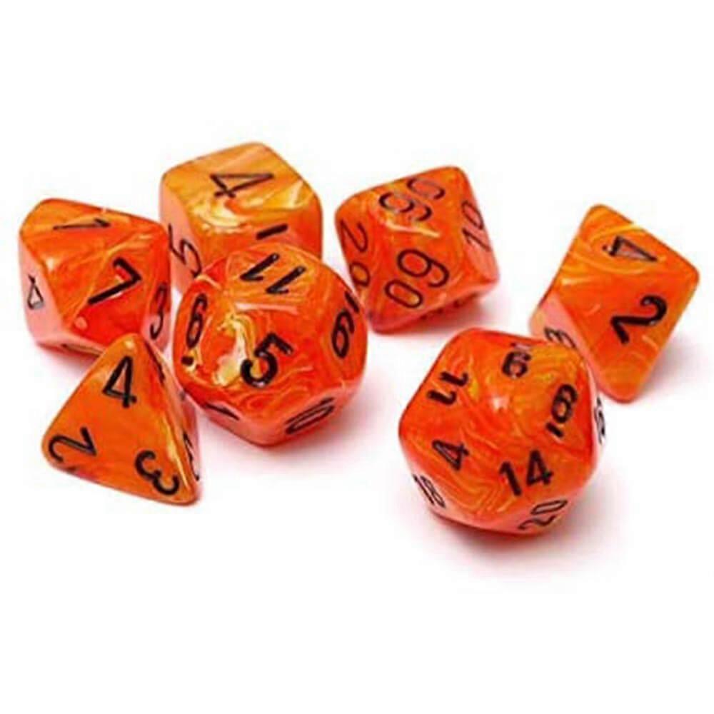 ORANGE/BLACK Sharp-edged Uniquely Crafted D7 Die Set Dice Vortex Poly (7 Dice)