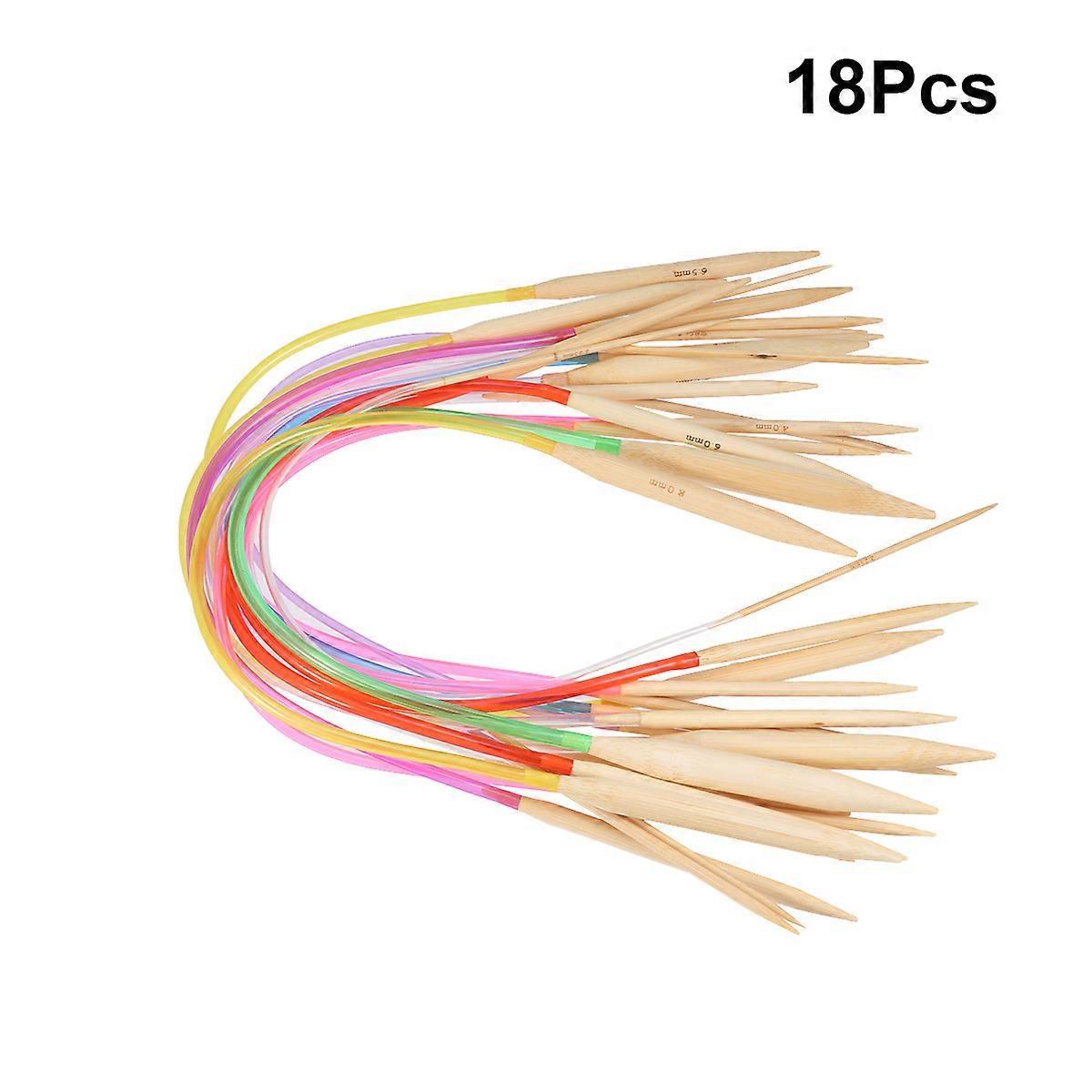 18Pcs 40cm Bamboo Circular Knitting Needles
