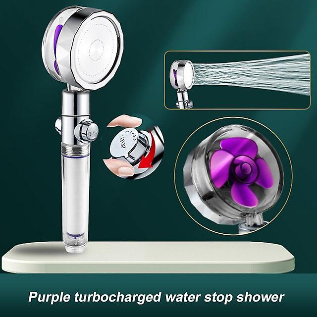 Zane Bathroom Shower Head 360 Degree Rotatable Turbo Fan With Stop Button Water Saving High Pressure Handheld Filter Shower Head