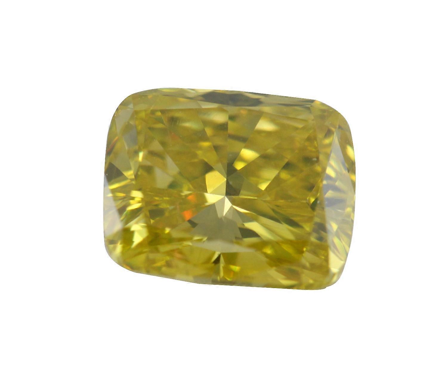 Cushion Cut Loose Diamond (1.05 Ct,Fancy Vivid Yellow(Color Enhanced) Color,SI1 Clarity) IGL Certified
