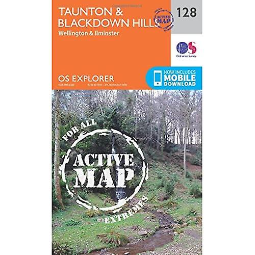 OS Explorer mapa activo (128) Taunton y colinas de Blackdown (mapa activo OS Explorer)