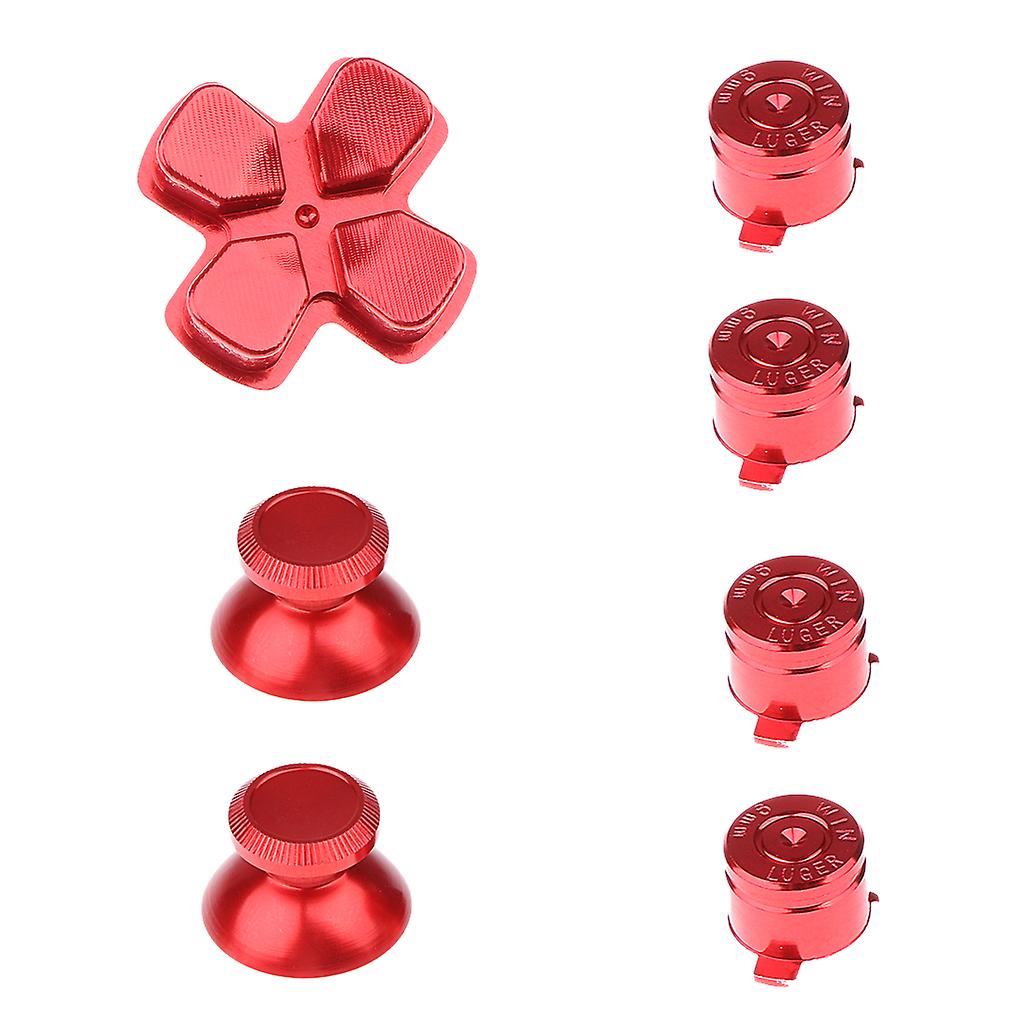 Thumbsticks Thumb Grip + Chrome D-pad for Sony PS4 Mod Kit Console Red