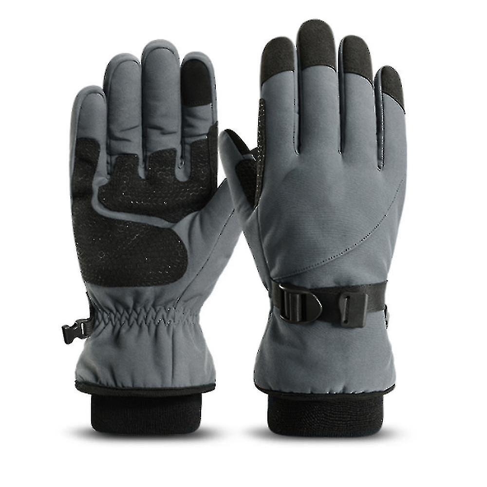 Ski Snow Gloves Winter Warm Thinsulate Waterproof Touchscreen Outdoor Windproof Wind - Grey