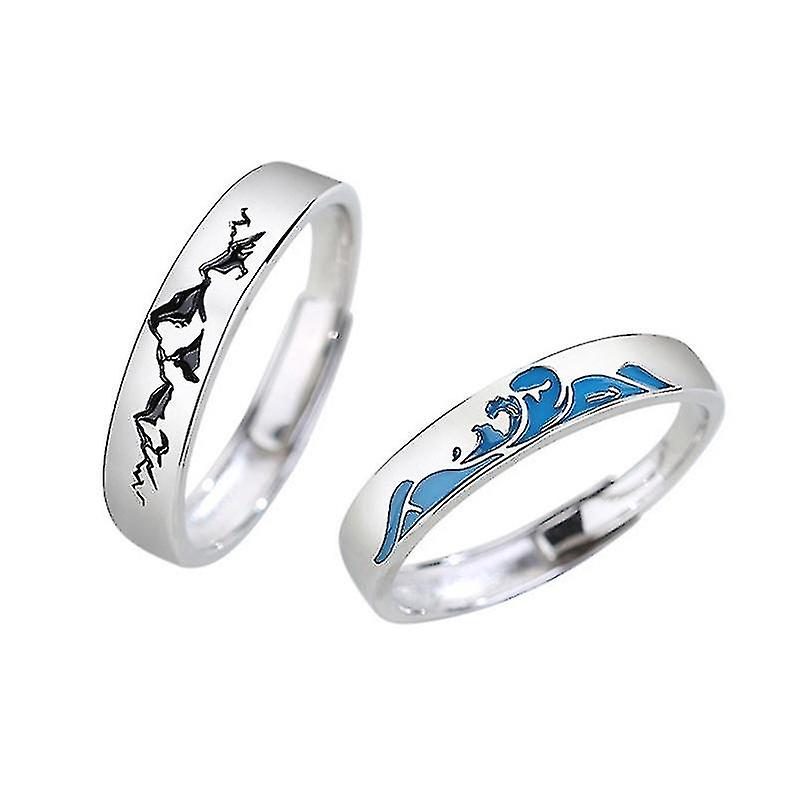 Eachother Mountain League Open Couple Ring Simple Epoxy Valentine's Day Gift