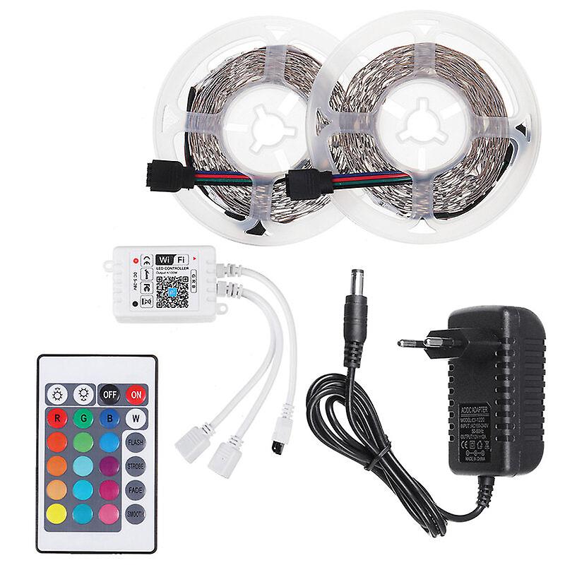 5M/10m 2835 Rgb Led Strip Light, 600 Leds, Non-waterproof, Dc12v, Wifi Control, Power Adapter Included