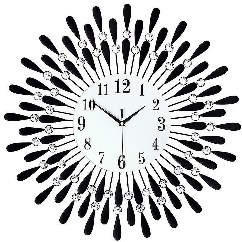 (Black) 3d Large Diamante Beaded Crystal Jeweled Wall Clock