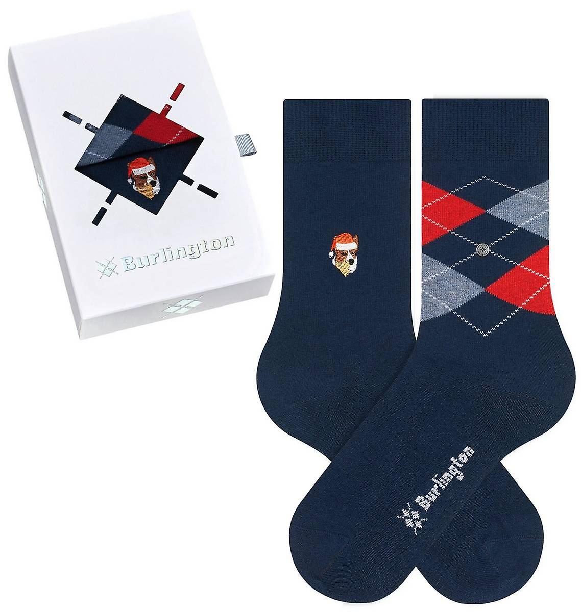 Burlington Everyday X-Mas 2 Pack Gift Box Socks - Navy Blue/Red