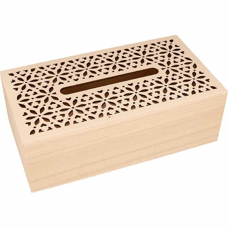 Tissue box with flower lid - 25.5 x 14 x 8.5 cm