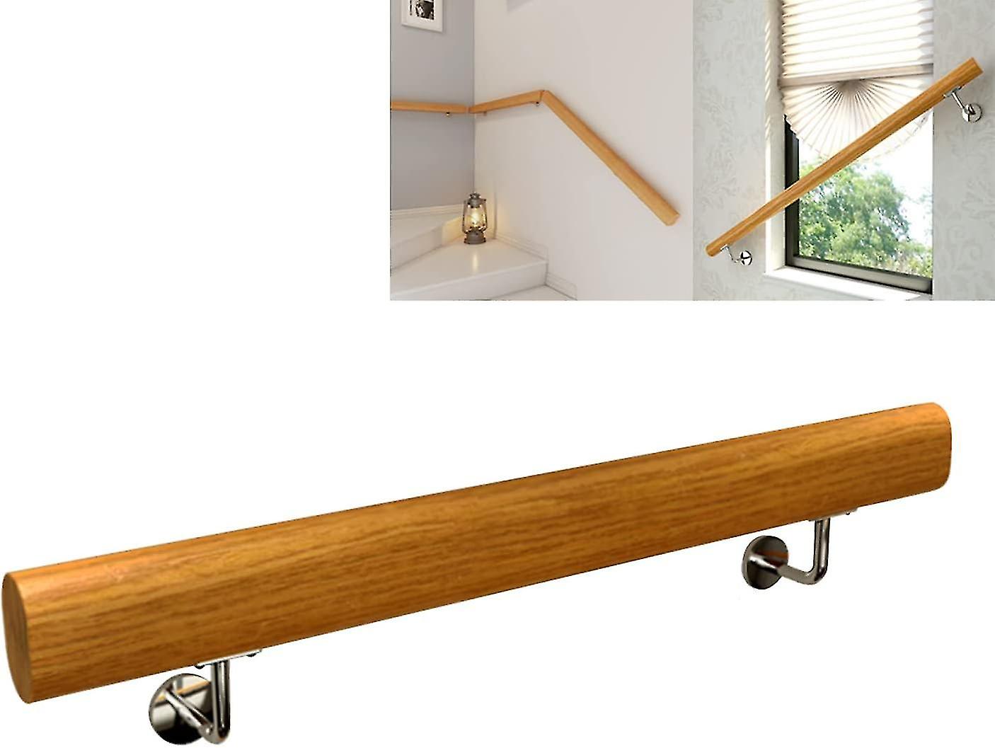 12in Wooden Handrails Non-slip Staircase Handrail For Elderly Pine Handrails Complete Kit Safety Rails Wall Mount Staircase Railing For Home