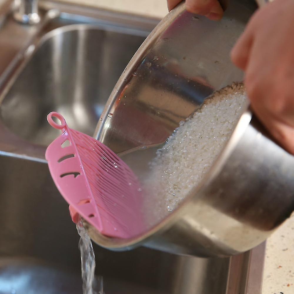 Cookware Sets Durable Clean Leaf Shape Rice Wash Sieve Cleaning Gadget Kitchen Clips Pink