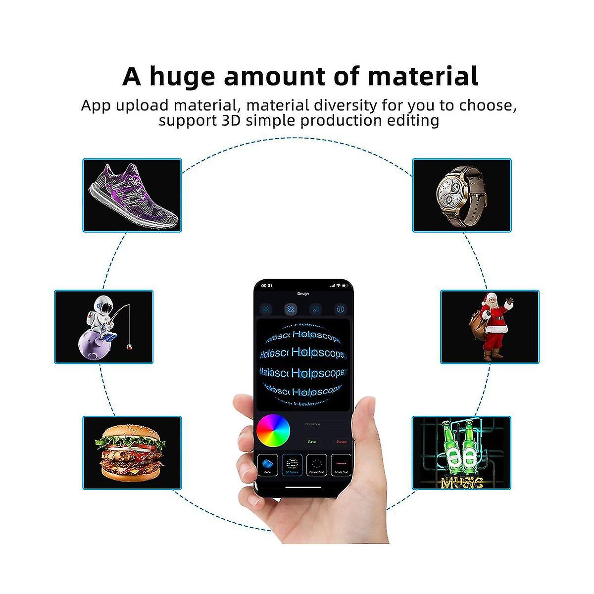 3d Fan Hologram Projector Wifi Display Advertising Logo Light Led Sign Holographic Lamp 3d Projectors Eu Plug