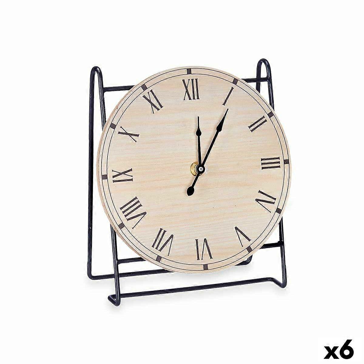 Table clock Gift Decor Black Wood (6 Units)