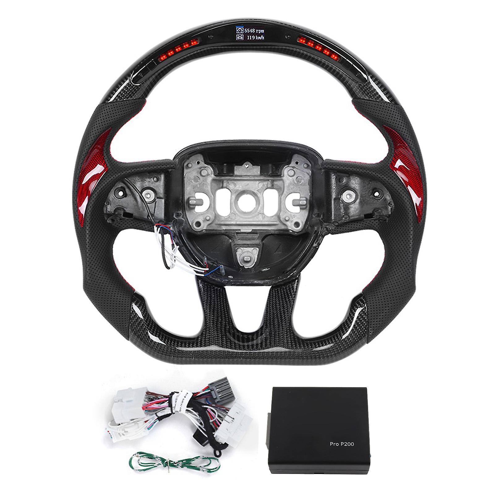 Carbon Fiber Steering Wheel with LED Digital Display Racing Shift Lights Fit for HELLCAT 2015-2020
