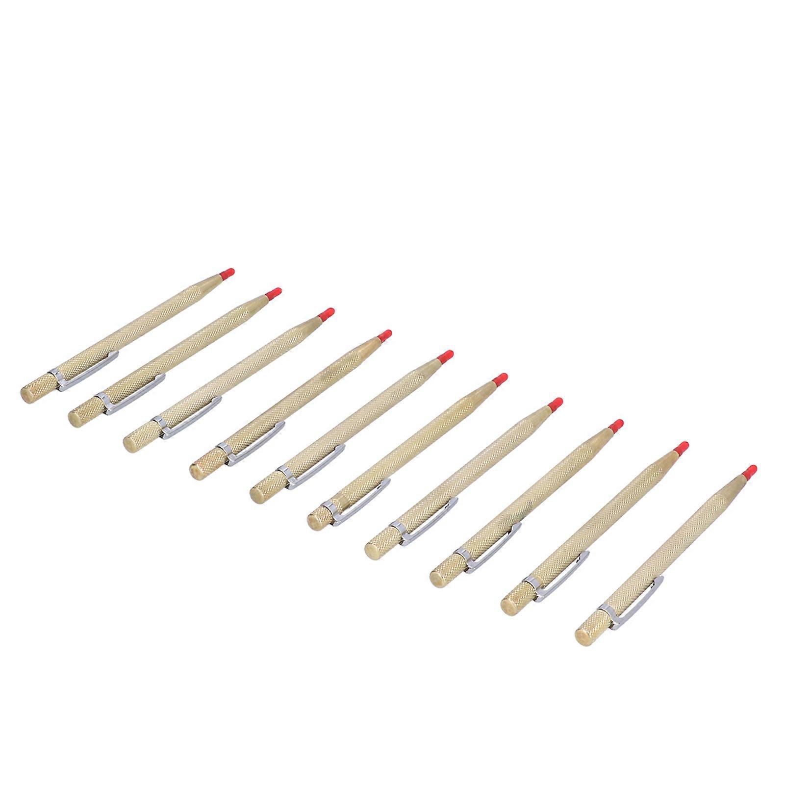 10Pcs Aluminum Etching Pens Tungsten Carbide Tip Scriber Marking Tool for Ceramics Glass MetalGold 