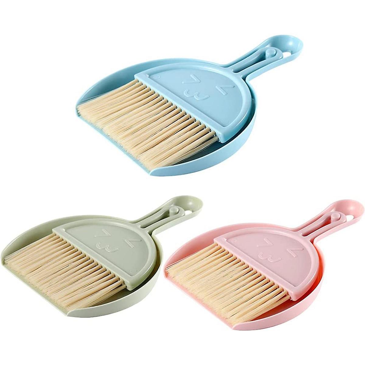 3 Sets Mini Dustpan and Brush Set Cage Cleaner Hand Broom and Dustpan Cleaning Tool for Desk,Car,Sm