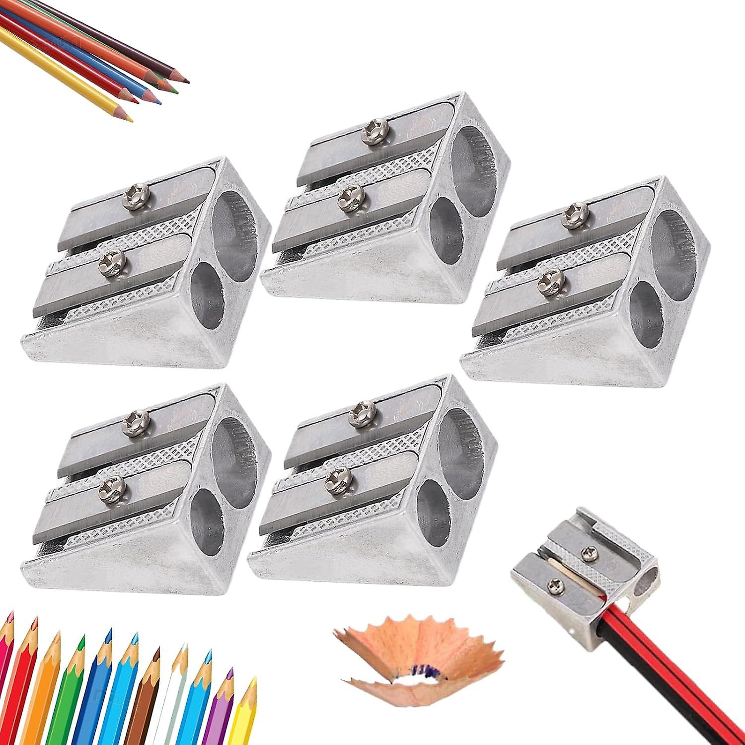 12xManual Pencil Sharpener,2-Hole Pencil Sharpener Magnesium Alloy Wedge Profile