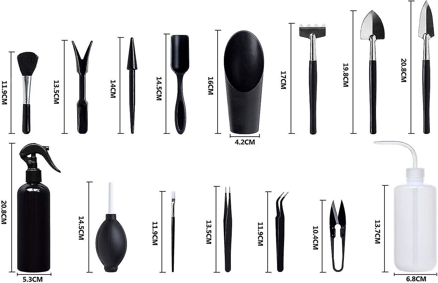 Succulent Plants Tools,mini Garden Hand Transplanting Succulent Tools Miniature Planting (15pcs Tools Set)