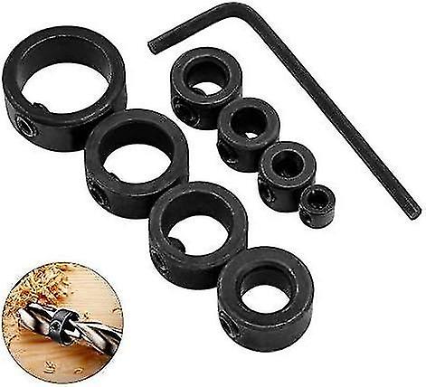 8 Pieces Drill Bit Depth Stop, 3-16 mm, Depth Stop Collars Ring Positioner with Hex Key (8)