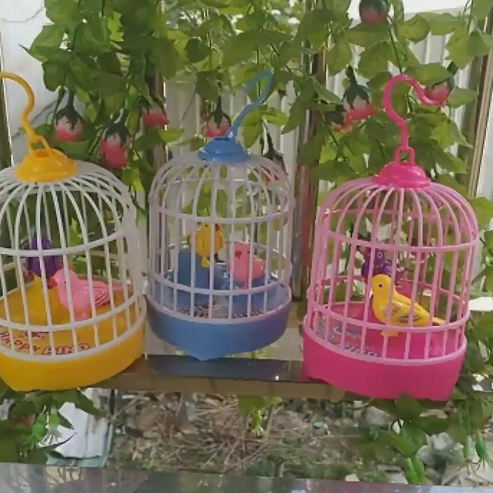 Inductive Sound Voice Control Activate Chirping Singing Bird Cage Kids Funny Toy