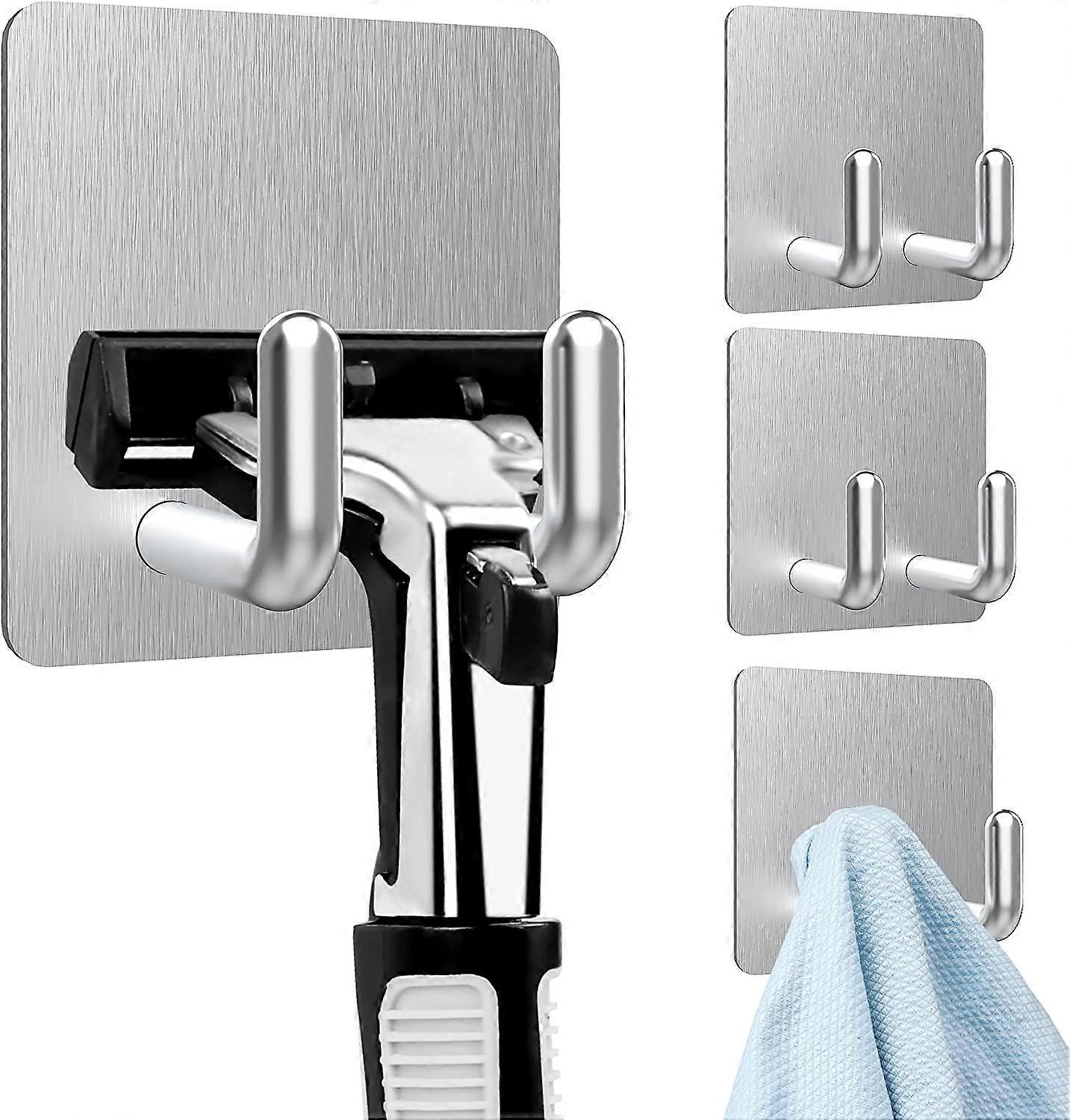 4 Pieces Adhesive Wall Hook (Heavyweight), Silver 4.5*4.5cm