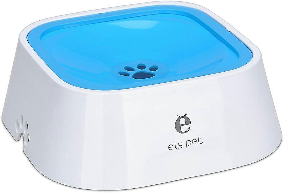 Floating Pet Water Bowl Slow Water Dispenser No Spill Anti-Overflow Anti-Choke Automatic Feeding Bowl for Dog Cat Puppy Blue