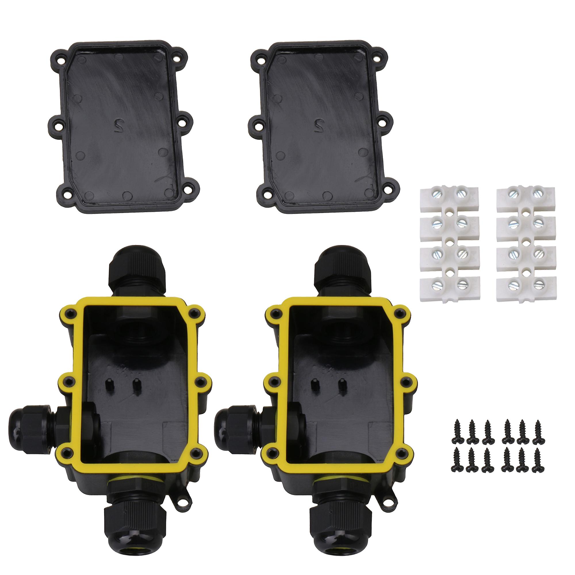 2 PCS IP68 Electrical 3 Way Cable Enclosure Project Case with Terminal