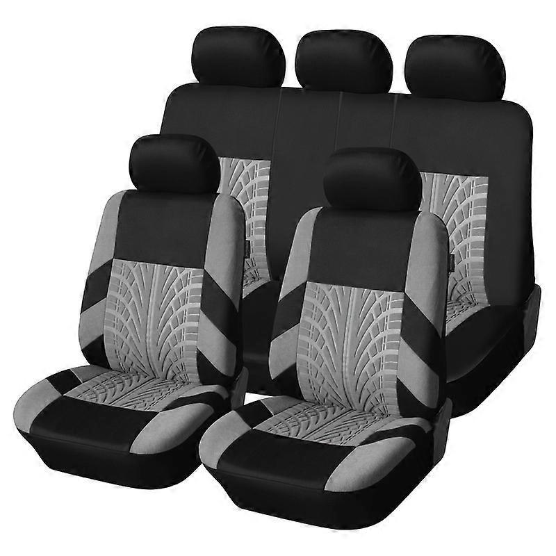 Universal Fit Car Seat Covers Set, Tire Track Embossed Styling, Full Car Seat Protector In Assorted Colors, Durable & Comfortable Fabric, Easy To Inst