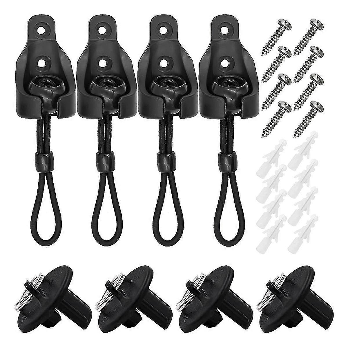 Reservedeler Roller Shade Hardware Bungee Kit og End Cap Shade Tie Downs for utendørs rulleskygge solskjerm 4Pack