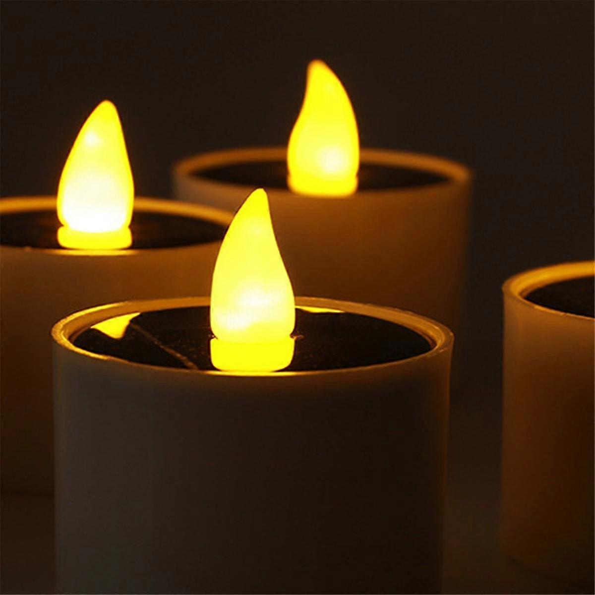 Solar LED Candles Light Outdoor Waterproof Flameless Solar Lights Rechargeable Candles for Wedding