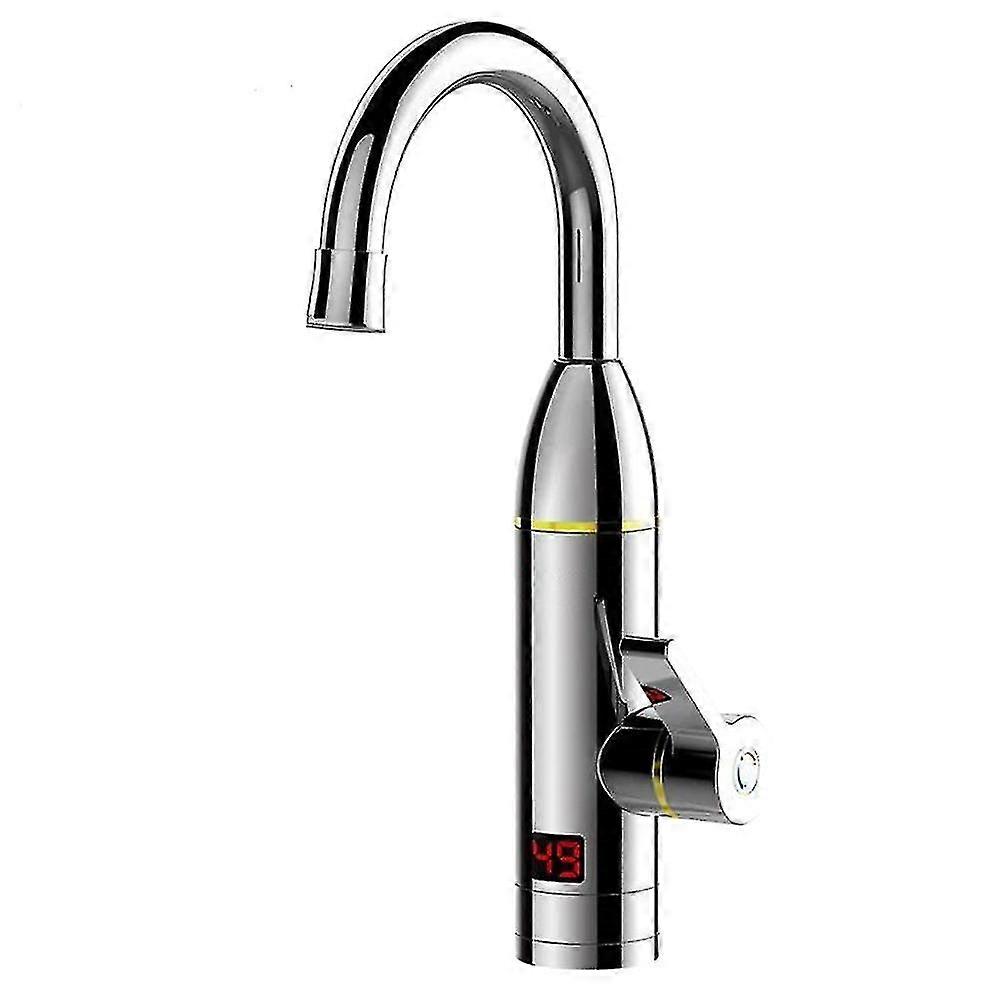 Instantaneous Hot Water Heater Digital Display Hot And Cold Water Tap Mixer Water Heater Faucet With Eu Plug Silver