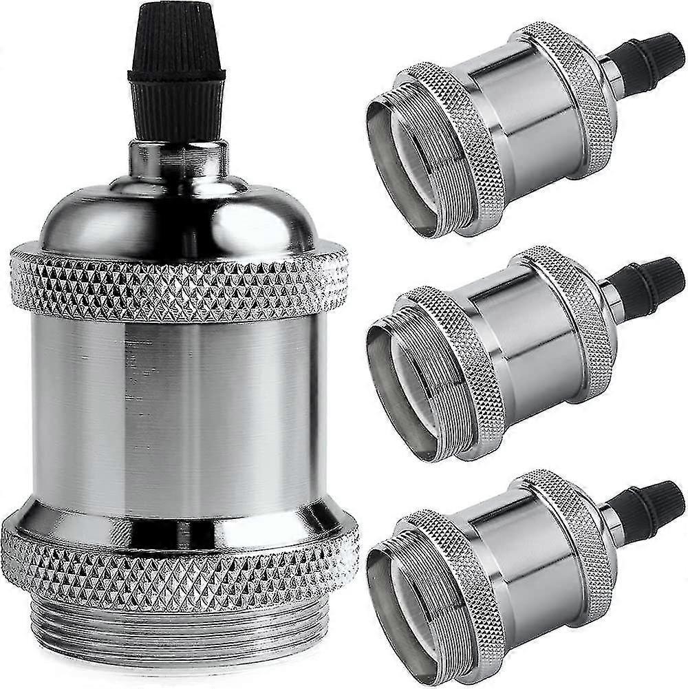 E27 Lamp Socket. Retro Hanging Lamp. Solid Ceramic Adapter. 4 Pieces Chrome Color Socket