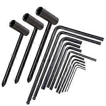 14-delige gitaarsleutelset, 4 mm en 5 mm baluiteinde truss rod wrrench tool, geschikt voor de meeste gitaarhalsbrugmoervergrendeling