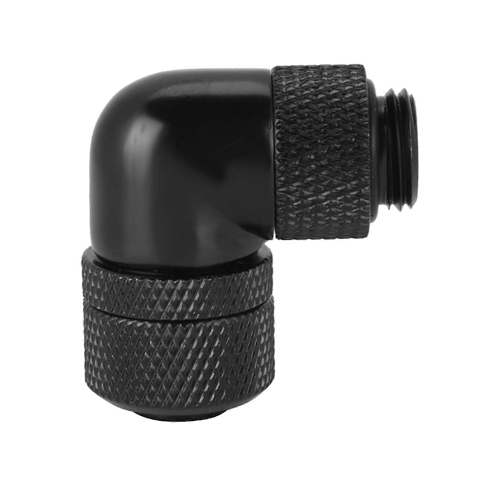 G1/4 Thread Water Cooling Fitting Thin Tube 90 Right Angle Elbow (Black)