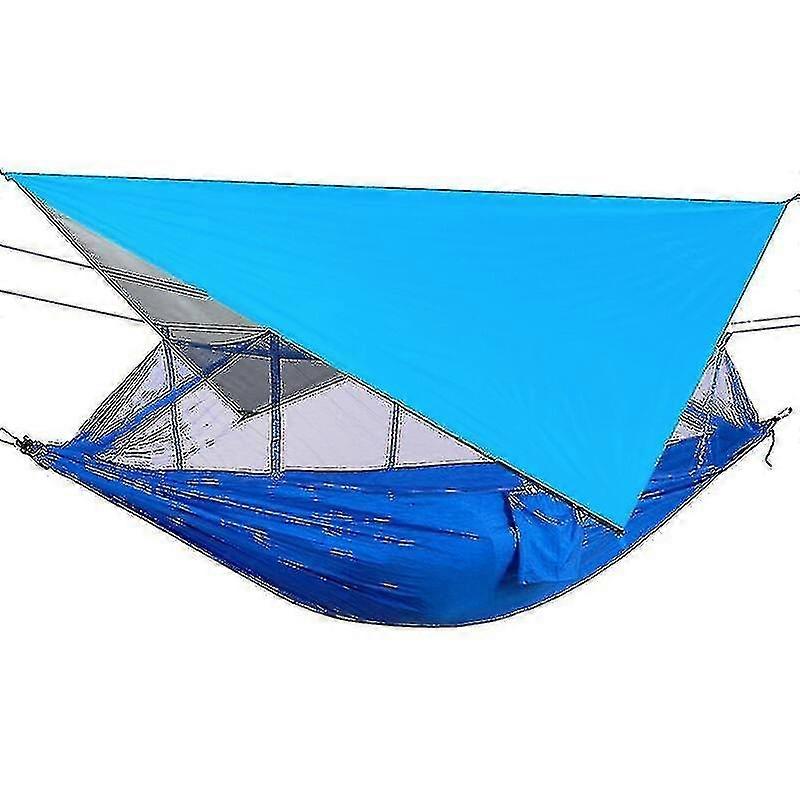 مجموعة أرجوحة شبكية ناموسية ، مع مظلة مقاومة للماء ، أرجوحة أرجوحة هوائية للتخييم في الهواء الطلق ، أزرق